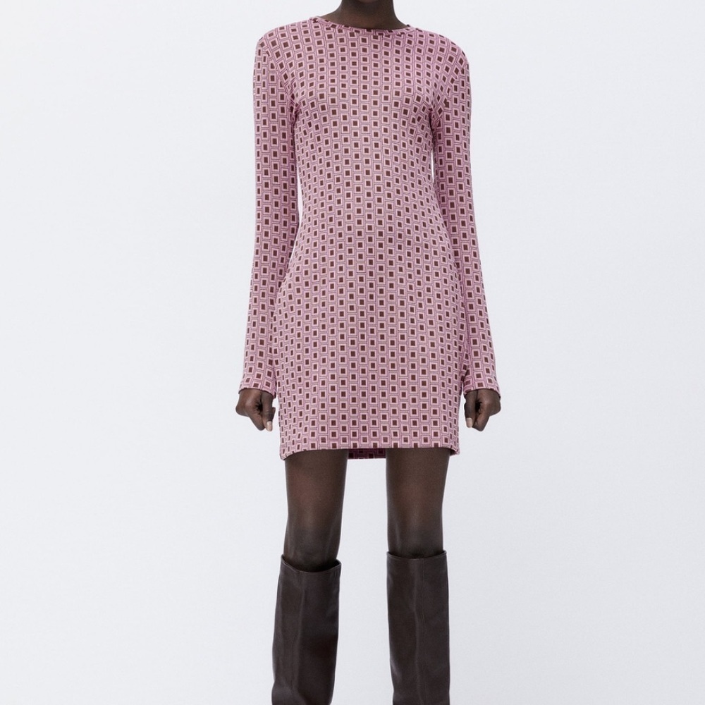 NWOT Zara jacquard geometric print mini dress. Size Medium
